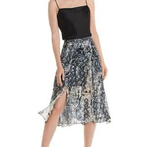 Alice + Olivia Athena Python Snake Print Midi Skirt 4